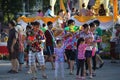 A family play water during Songkran